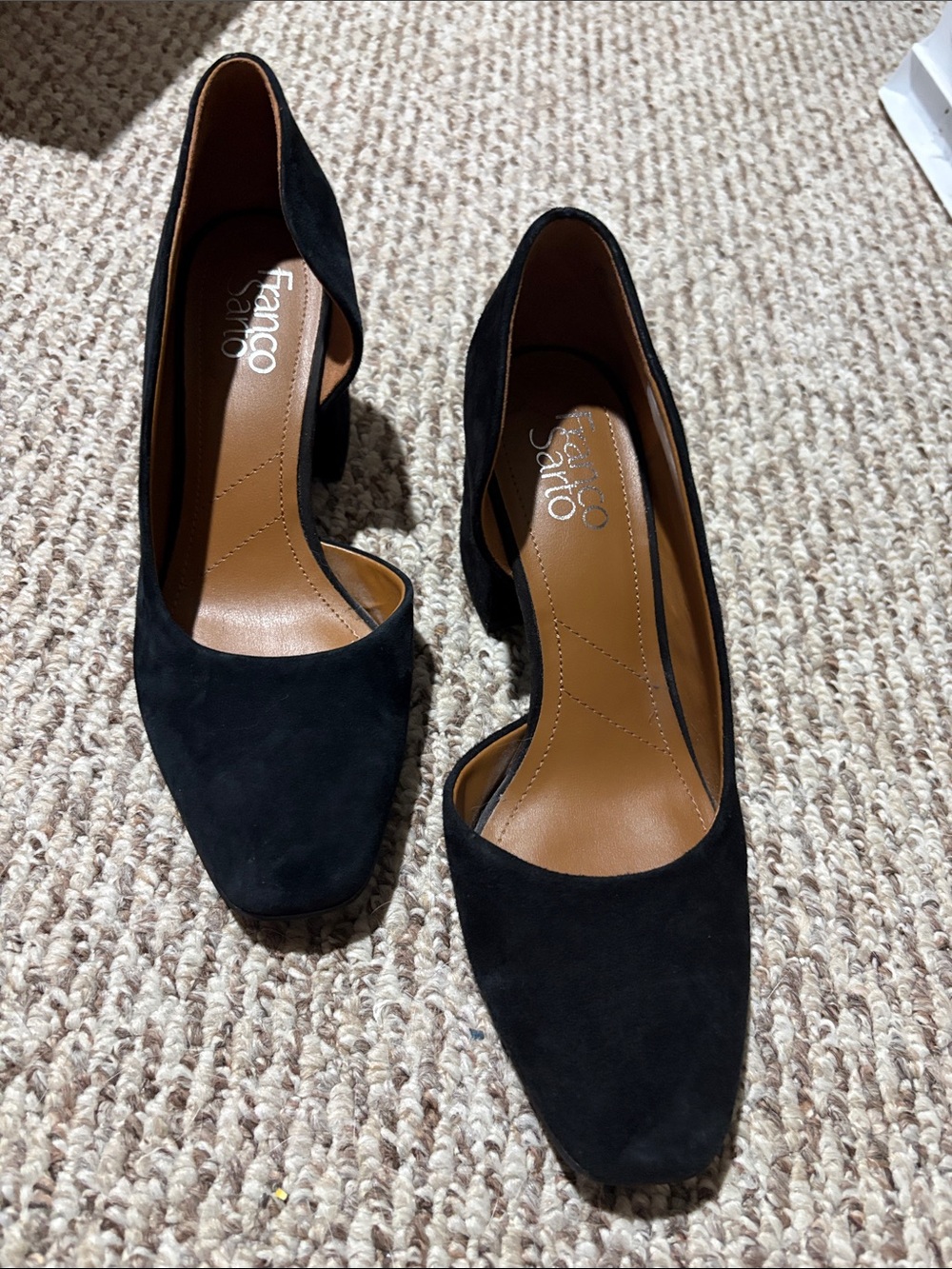 Black Suede Franco Sarto Thoesha Half d’Orsay Pump - 7.5